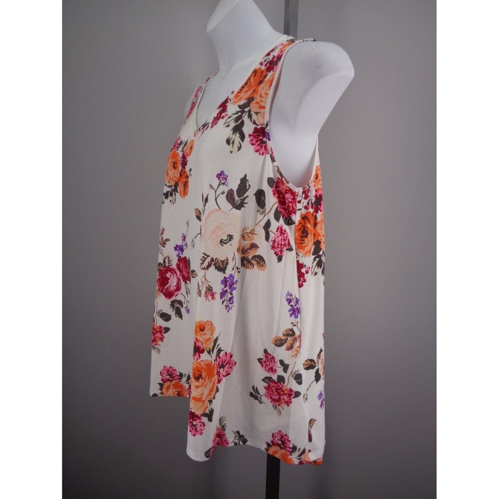 LuLaRoe Kristina Floral Tank Top Large Flared Oversize Flowy High Low New - Picture 3 of 10